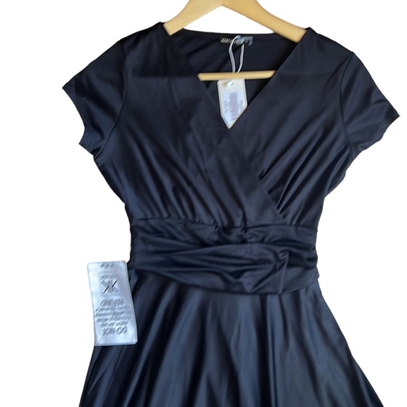 Koh Koh Cap Sleeve Semi-formal Black maxi gown wrap deep v-neck in black size s - Picture 5 of 12